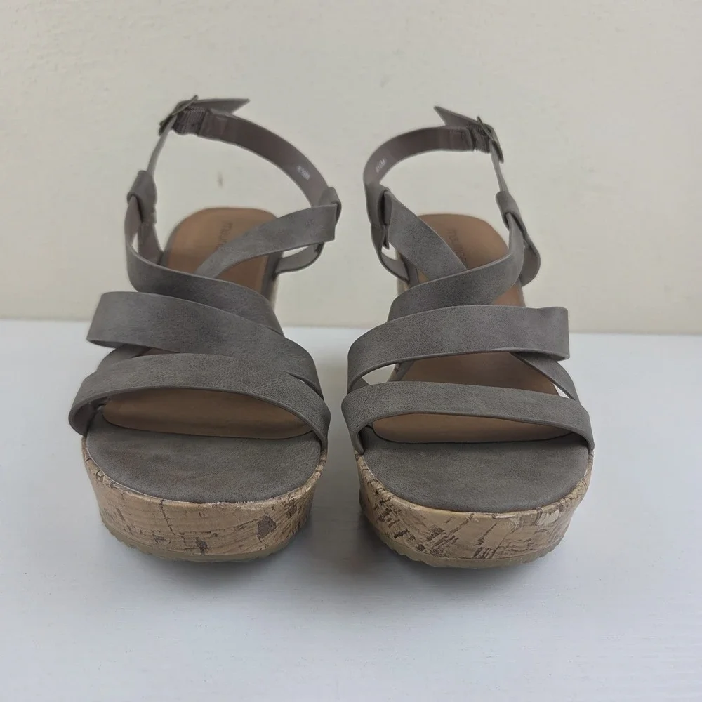 Maurices Hope Cork Strappy Wedge Gray High Heels Women's Size 6.5 M - Picture 6 of 15